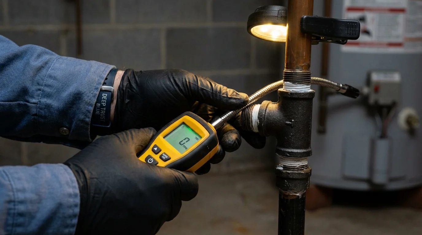 Gas leak detection with electronic sniffer by Johns Plumbing LLC in Richfield
