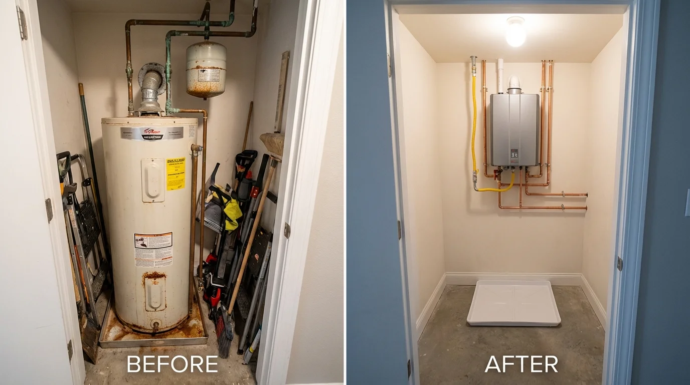 Tank water heater versus wall-mounted tankless unit comparison for Richfield, WI homeowners